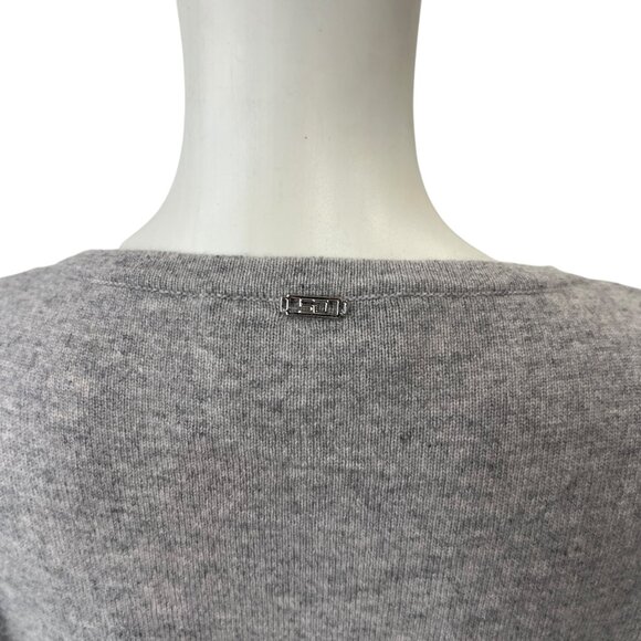 $595 St. John Gray Cashmere Cut-Out V-Neck Pullover size XL - Picture 6 of 9